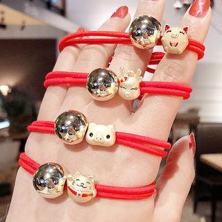 Fortune Pig / Cat Red String Hair Tie