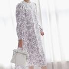 Laced Puff-sleeve Long Floral Dress