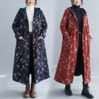 Floral Fleece-lined Hooded Coat