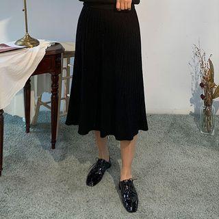 Seam-detail A-line Knit Skirt