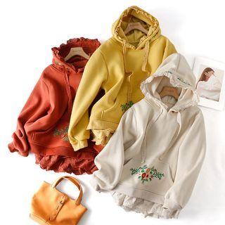 Floral Embroidered Lace Trim Hoodie
