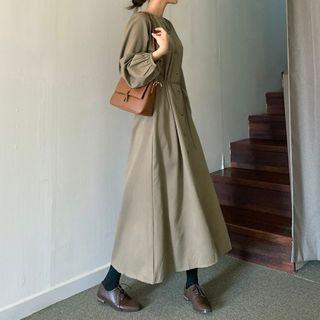 Round-neck Maxi Shirtdress With Cord
