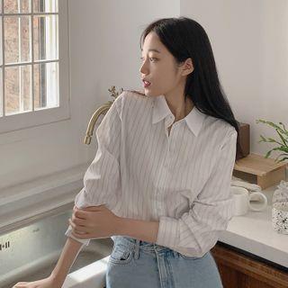 [cle.] Pinstripe Cotton Shirt Sky Blue - One Size