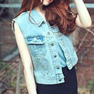Embroidered Sleeveless Denim Jacket