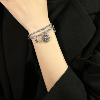 Elephant Star Layered Stainless Steel Bracelet 1146 - Silver - One Size