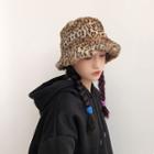 Leopard Print Furry Bucket Hat
