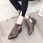 Faux Leather Block Heel Boots