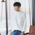 Mock-neck Long-sleeve Pocket-front Top