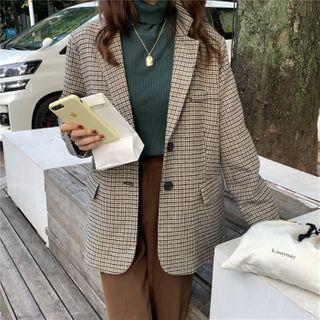 Houndstooth Blazer Check - Gray - One Size