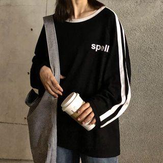Contrast Trim Crew Neck Long-sleeve T-shirt