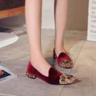 Embellished Pointy-toe Velvet Loafers