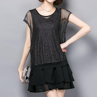 Mesh Short-sleeve A-line Dress