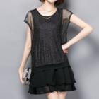 Mesh Short-sleeve A-line Dress