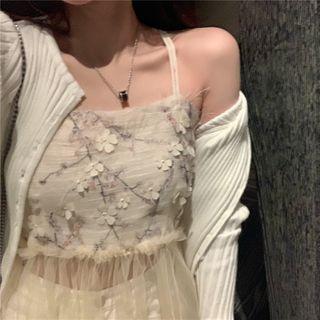 Flower Detail Camisole As Shown In Figure - One Size