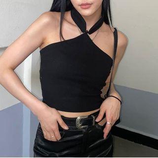 Halter Neck Plain Crop Camisole Top
