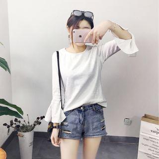 Ruffle Sleeve Plain Top