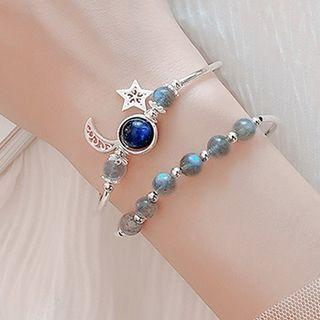 925 Sterling Silver Moon & Star Bracelet