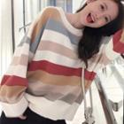 Striped Sweater Pink & Blue & White - One Size