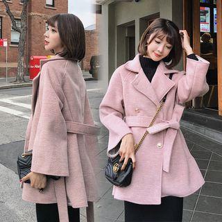 Tie Waist Double-breasted Coat