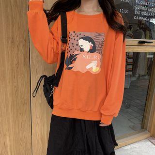 Printed Sweatshirt Tangerine - One Size