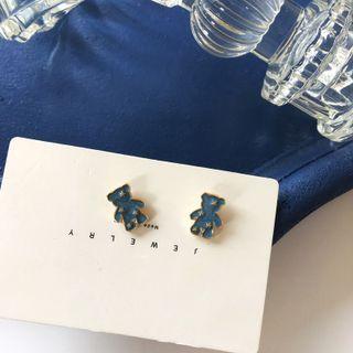 Bear Alloy Earring 1 Pair - Blue - One Size