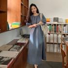Puff-sleeve Trapeze Dress