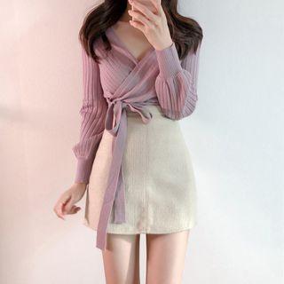 Tie-side Ribbed Knit Top
