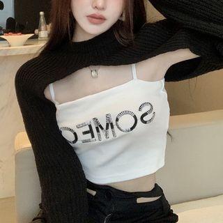Lettering Camisole Top / Crop Sweater