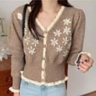Embroidered Button-up Cardigan