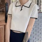 Short-sleeve Color-block Polo-shirt White - One Size