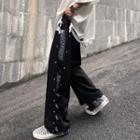 Mock Two Piece Pin Accent Straight Cut Pants