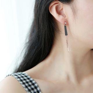 18k Gold Plated Alloy Rhinestone Bar Fringed Earring As Shown In Figure - One Size