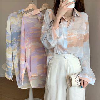 Tie-dye Long-sleeve Chiffon Shirt