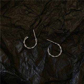 Sterling Silver Twisted Open Hoop Earring 1 Pair - Silver - One Size
