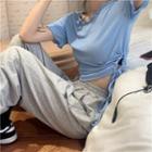 Skinny Drawstring Crop T-shirt