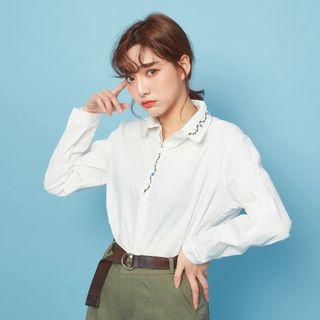 Flower Embroidered Shirt Off-white - One Size