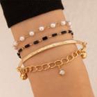Set Of 3: Chain Bracelet + Layered Bangle 22113 - Gold - One Size