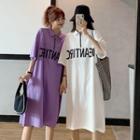 Short-sleeve Lettering A-line Polo Dress