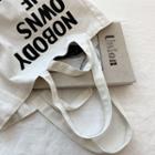 Lettered Canvas Shopper Bag White - One Size