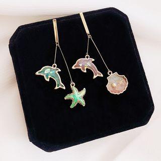 Dolphin Shell & Starfish Fringed Earring 1 Pair - As Shown In Figure - One Size