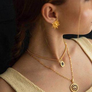Sun Stud Earring 1 Pair - As Shown In Figure - One Size