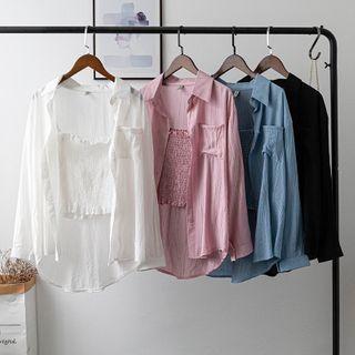 Set: Pocket Detail Shirt + Cropped Camisole Top