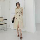Cap-sleeve Trench Coatdress Beige - One Size
