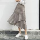 Plaid Midi Chiffon Skirt