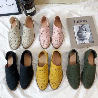 Faux Leather Laser Cut Half Dorsay Loafers