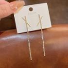 Cross Rhinestone Alloy Dangle Earring E2000 - 1 Pair - Gold - One Size