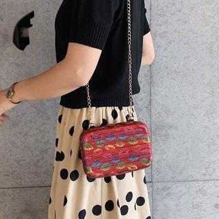 Lip Printed Box Crossbody Bag