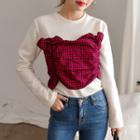 Round-neck Gingham Layered Top