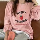 Lettering Strawberry Print Sweatshirt