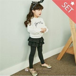 Set: Lettering T-shirt + Inset Skirt Leggings